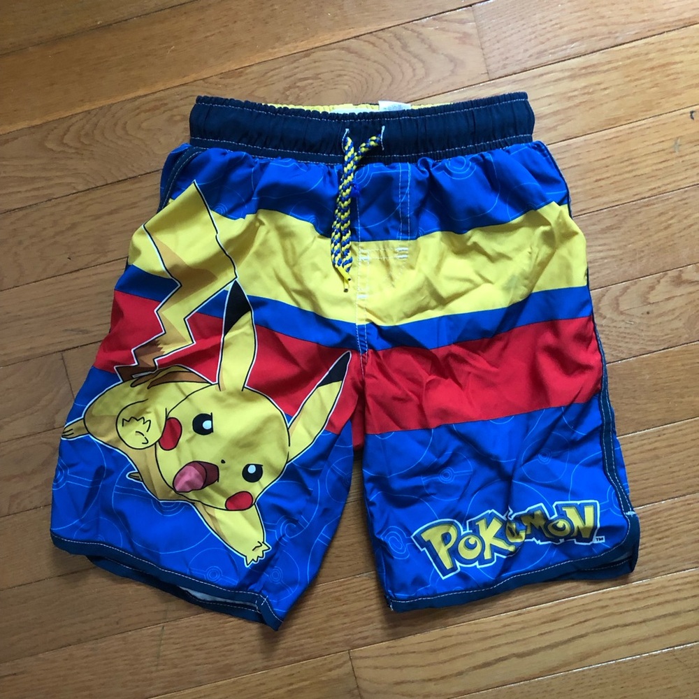 Pokemon Boys Blue Yellow Red Pikachu Swim Trunks